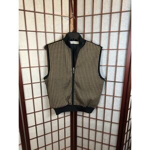 Fairway And Green Sweater Vest Size Small Houndstooth Black And Brown size Med